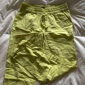 J. Crew Chartreuse Linen Pants